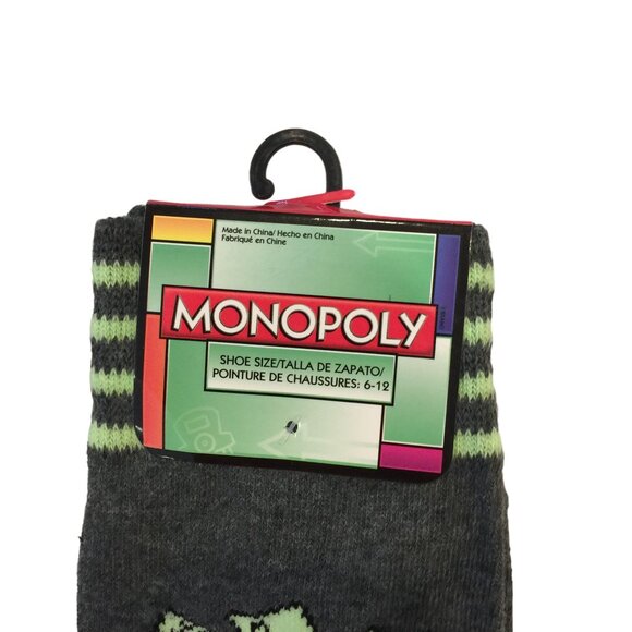 Hasbro Monopoly Man with Money Men's Crew Socks Size 6-12 Gray - Picture 2 of 4